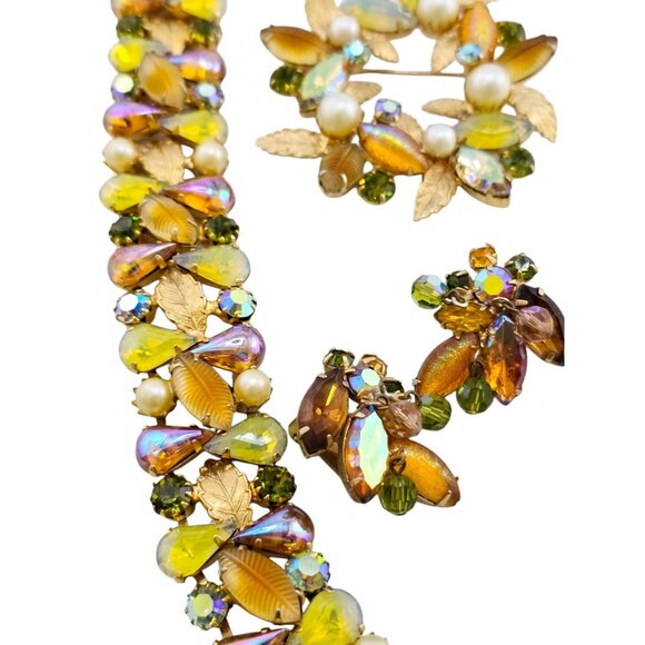 Stunning Signed Kramer Of Ny Molded Glass Parure (A7915) - Picture 6 of 11